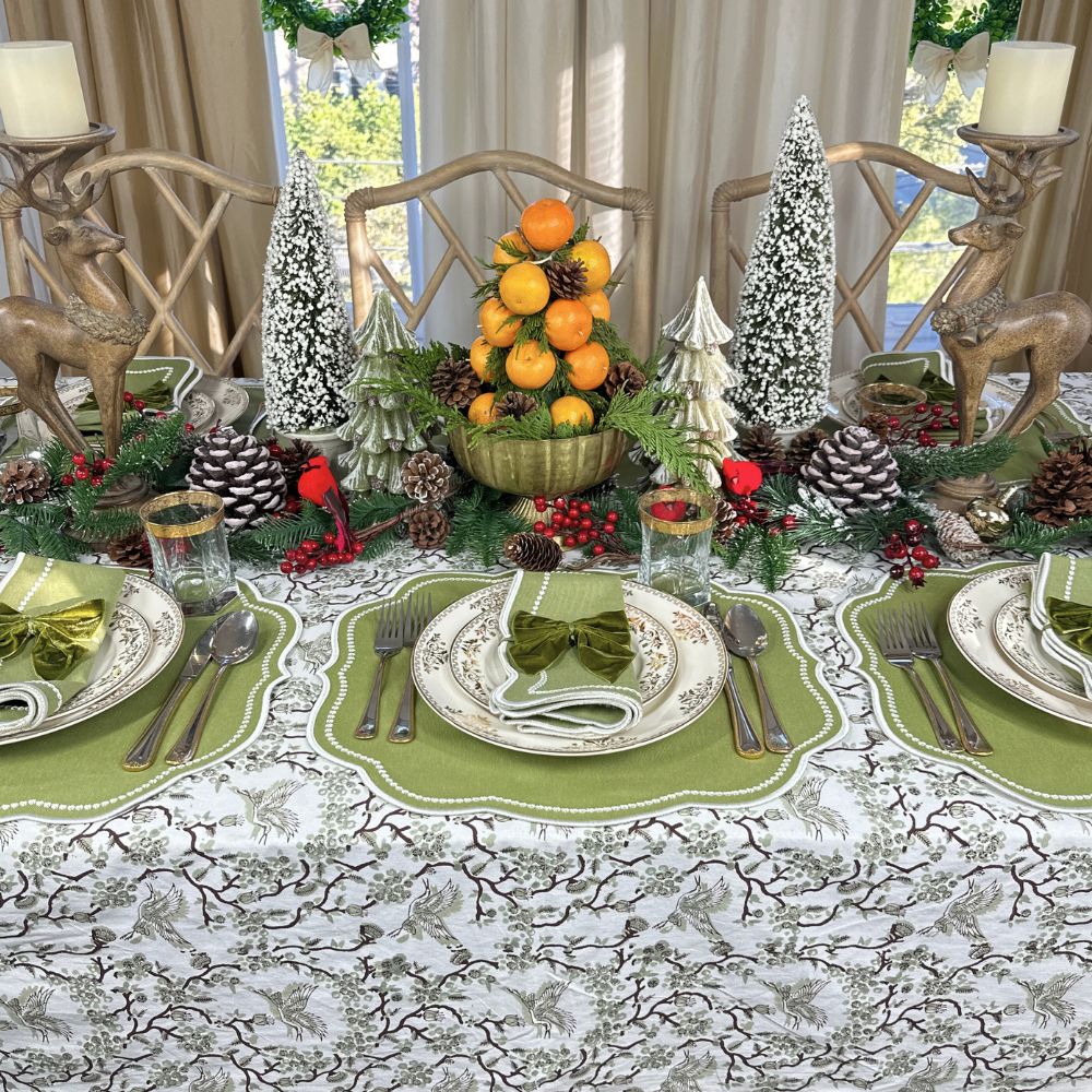 Sage Toile Noel with Charlotte Placemats & Napkins